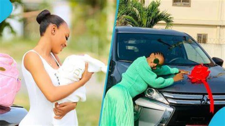 Akuapem Poloo with her favorite car.