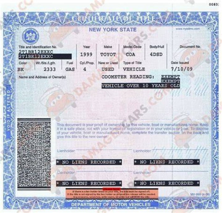 Can you register a rebuilt title in ny