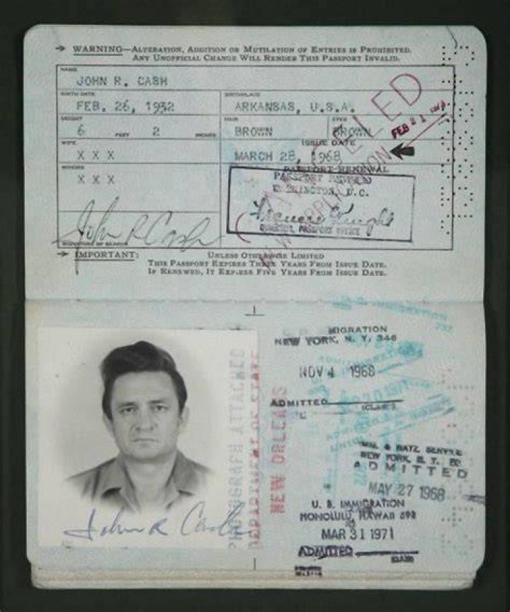 Johnny Cash passport