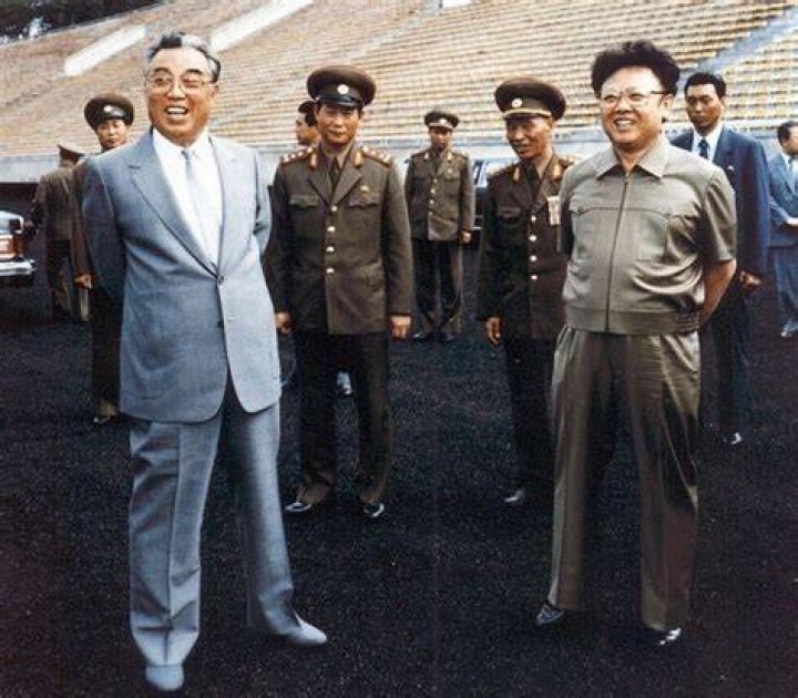 Kim Jong-Il With His Father
