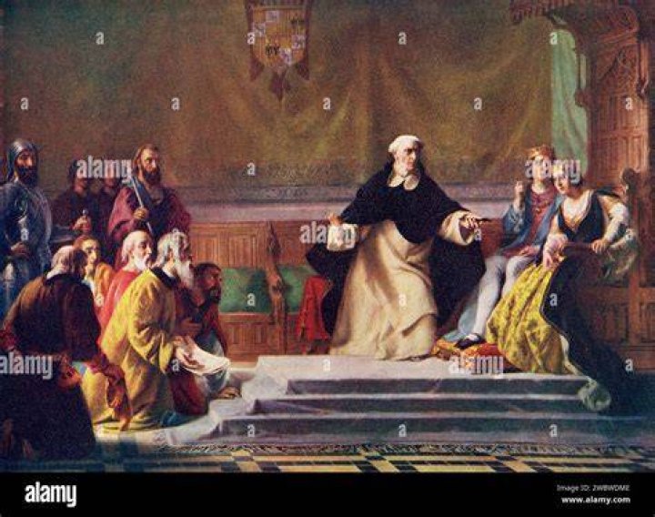 Tom&aacute;s de Torquemada With Queen Isabella And King Ferdinand