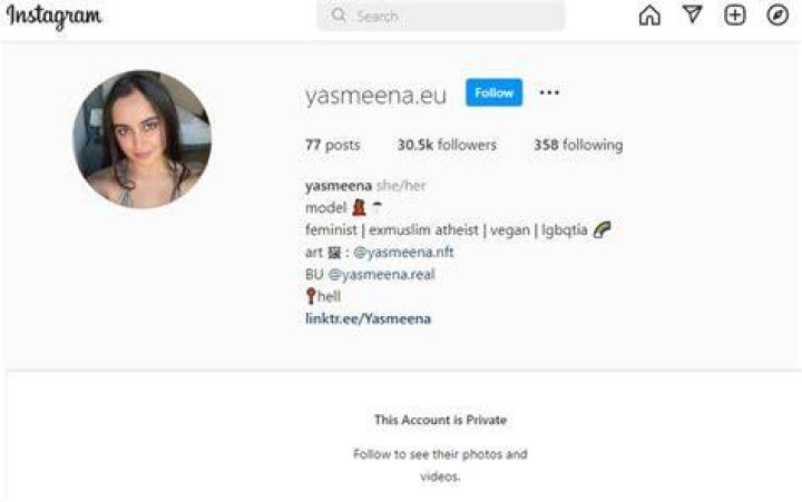 Yasmeena Ali Instagram account